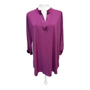 Honeyme Curvy Womens Top Extra Large XL 3/4 Sleeve Magenta Office Casual EUC
